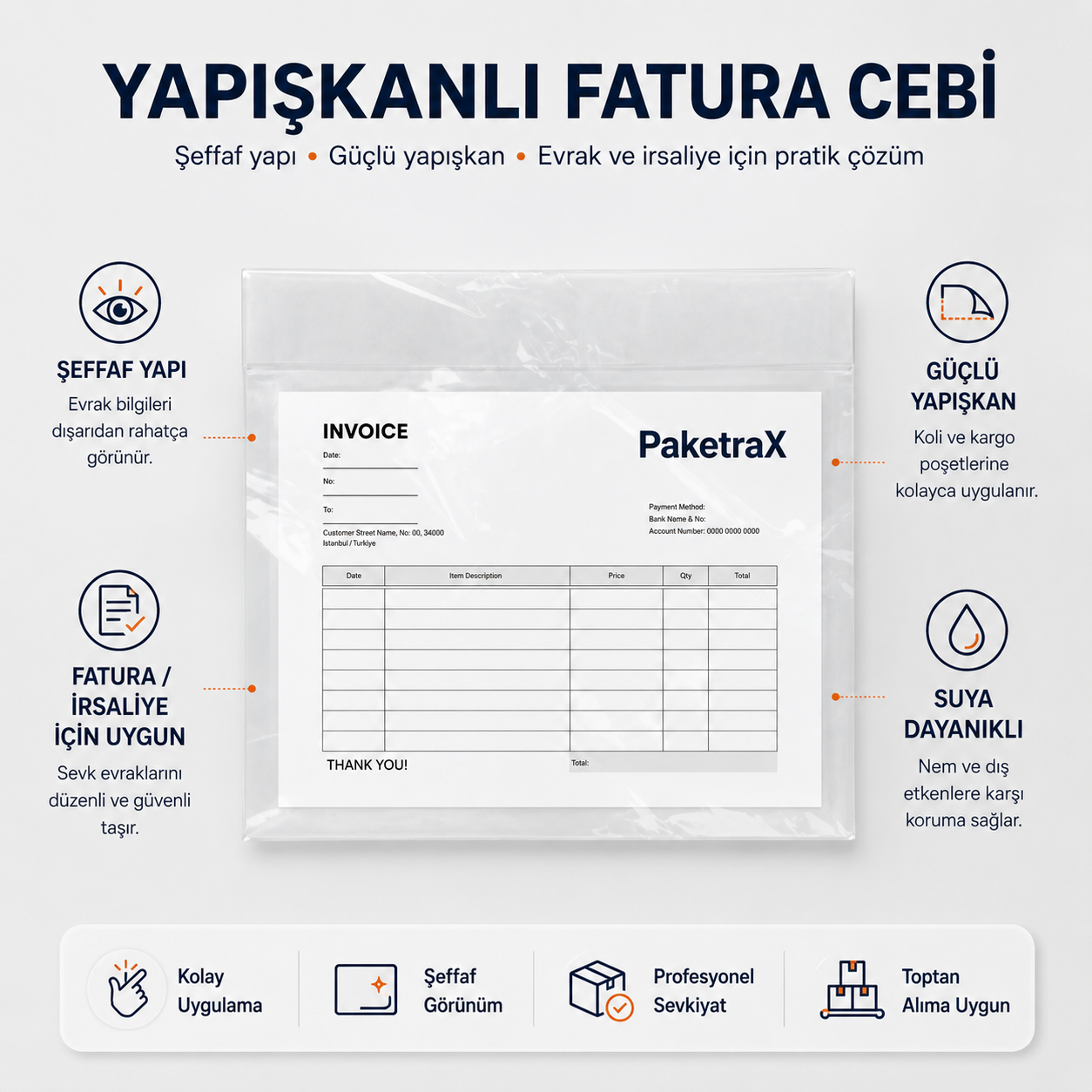 Yapışkanlı Fatura Cebi