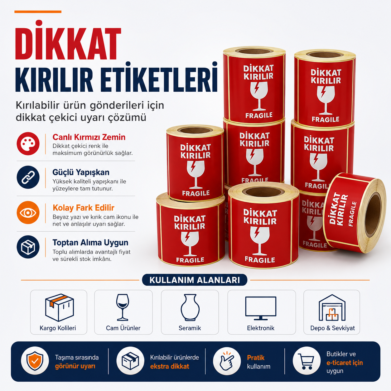 Dikkat Kırılır Etiketi 500 Sarım